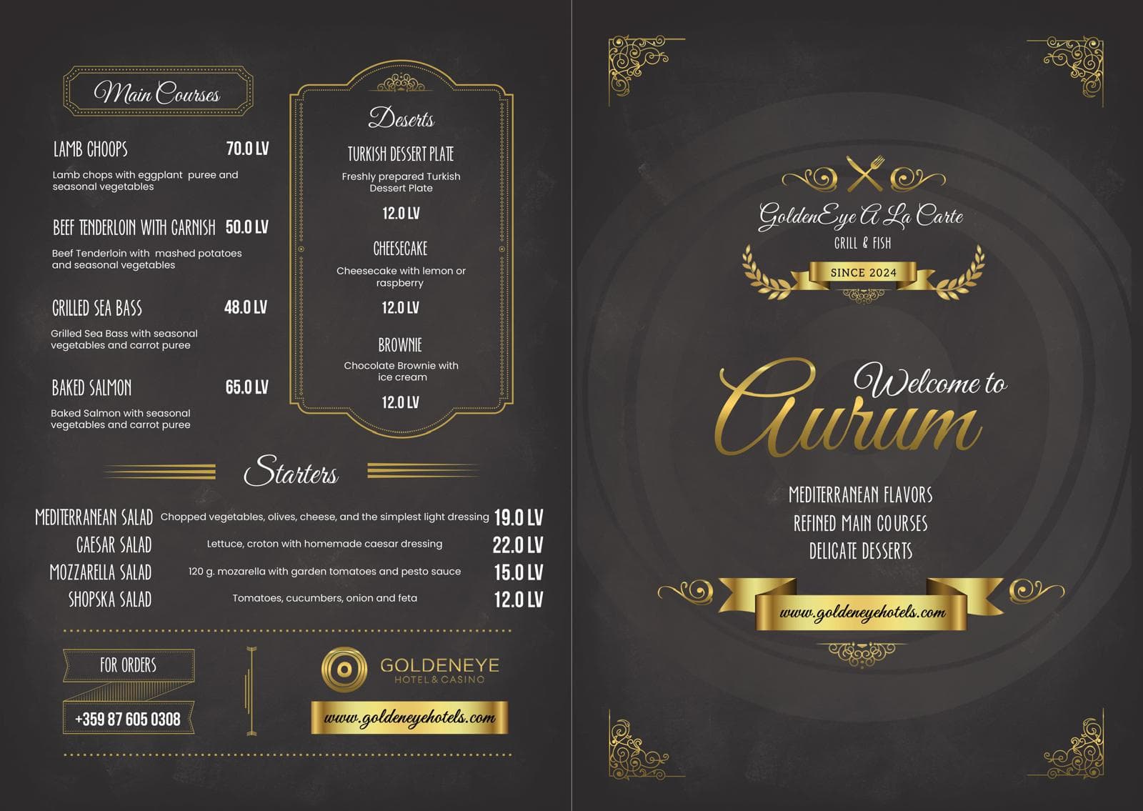 Aurum Menu